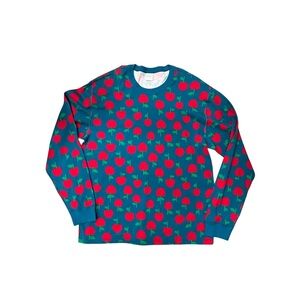 Hanna Andersson Womens XXL Pajama Long Sleeve Top Shirt Organic Cotton Teal Red